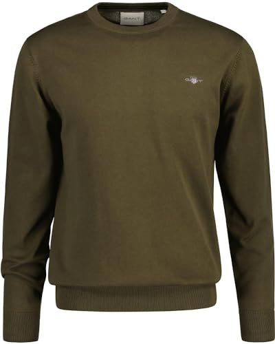 GANT Herren Classic Cotton C-Neck Pullover, Juniper Green, L EU