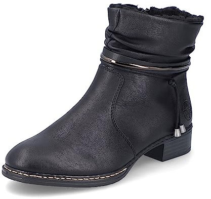Rieker Damen Ankle Boots 73456, Frauen Stiefeletten,uebergangsstiefel,flach,Stiefel,Bootee,Booties,halbstiefel,Kurzstiefel,schwarz (00),37 EU / 4 UK