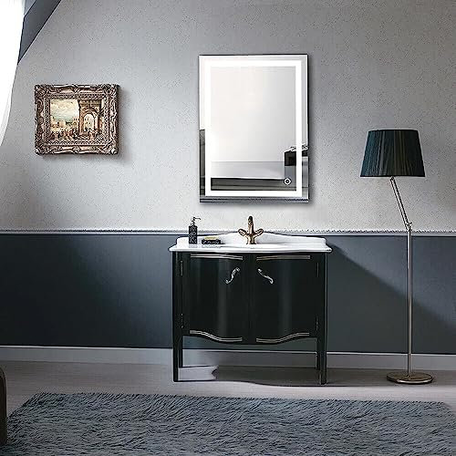 Trintion Badspiegel Mit Beleuchtung, 60x80cm Wandspiege Mit Touch Button, LED Spiegel Mit Beleuchtung, Badezimmer Wandspiegel 6500k Kühles Weißes Licht