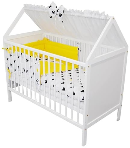 Need Sleep Babybett komplett Set 140x70 cm mit Matratze und Bettwäsche Blaue Tupfen - Katzen und Hunde