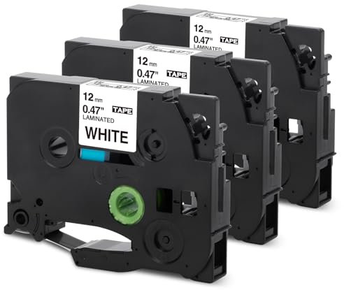 kompatibel mit Brother TZe-231 TZe231 P Touch Bänder 12mm 0.47 TZe TZ Schriftbänder für Brother P Touch PT-H100R PT-H105 PT-H100LB PT-H110 PT-H107B PT-D400 PT-D210 PT-1010, Schwarz auf Weiß, 3x