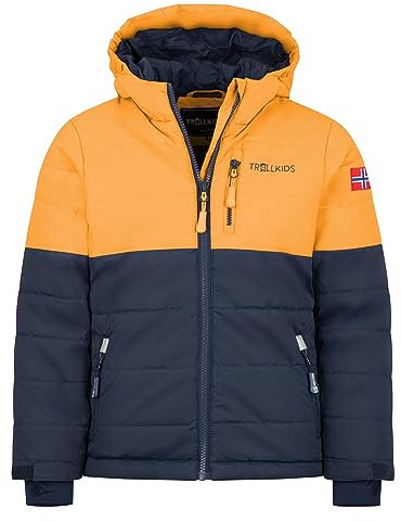 Trollkids Kinder Skijacke/Winterjacke Hemsedal, Mango/Marine, Größe 116