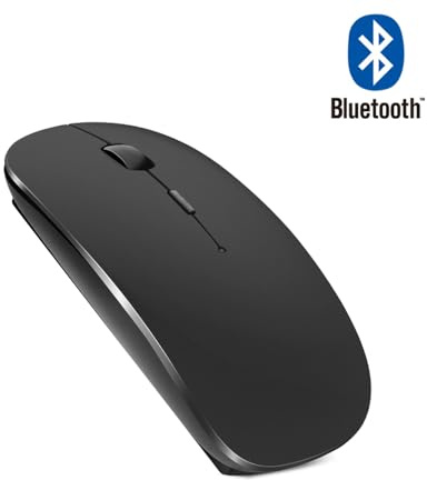 Lobwerk Bluetooth Maus für Mac iPad iPhone Android PC Computer, wiederaufladbar, geräuschlos, Mini Kabellose Maus für Windows/Linux/Mac