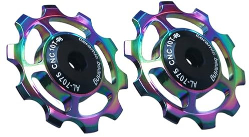 Sanmum 2 Stück Fahrrad Schaltwerk Riemenscheibe Keramik Fahrradführungsrad Aluminium Schaltröllchen Set für MTB Bike Schaltwerfer (12T,Mehrfarbig)