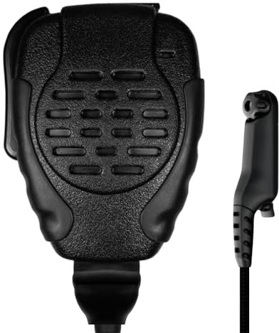 Sheepdog - Microfono altoparlante resistente, compatibile con Motorola R7, ION e MXP600, cavo nero (SPM-2100-M20), porta auricolare privacy da 3,5 mm, cavo nero