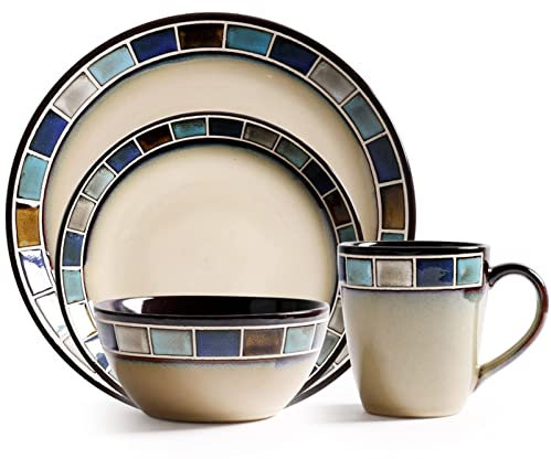 Set da tavola in porcellana da 32 pezzi per 8 persone - Set da tavola in gres, set di piatti da tavola con piatto piano da 27,9 cm, piatto da dessert da 8,5, ciotola da 6 e tazza da 19 once, s