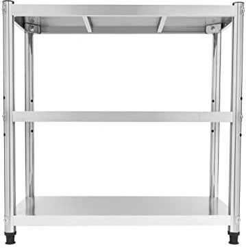 CLEADONG 3 Böden Küchenregal 201 Edelstahl Metallregal Schwerlastregal 80 cm Tief Breite 40cm Schwerlastregal, Höchstlast 50 Kg Lagerregal Für Lebensmittellagerräume