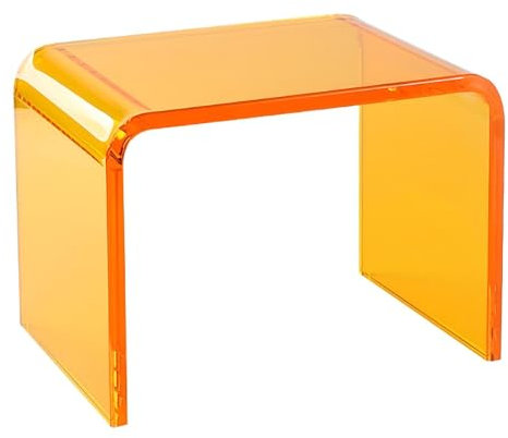 Eiauiuo Beistelltisch Orange Farbe Modern Couchtisch Kreativität U-förmiger Runder Rand Design Minimalismus Mode Acryl Beistelltisch Sofatisch Mode für Schlafzimmer Nachttisch Cafe Büro 30.5x19.5x22cm