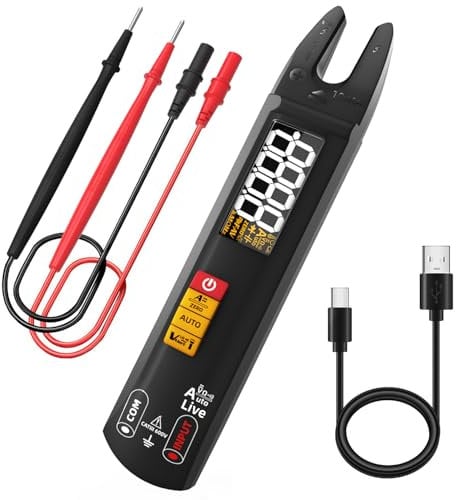 BSIDE U0 Multimetro Digitale Intelligente con Pinza Amperometrica Aperta e Rilevatore di Tensione Senza Contatto Mini Tester Automatico Ricaricabile di Corrente/Tensione AC DC Resistenza Continuità