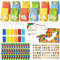102Pcs Bausteine Kindergeburtstag Mitgebsel Bausteine Geschenktüten Kindergeburtstag, Einladungskarten, Schnapparmband, Schlüsselanhänger, Tattoo Aufkleber Building Block Party Gastgeschenk Kinder
