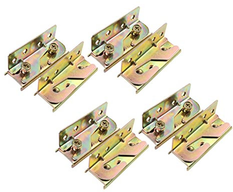 Uikdjgu Barrière de Lit Support- Raccords de Rail de Lit - à Toute épreuve Non-Mortaise - Lot de 8 (Vis Inclus)