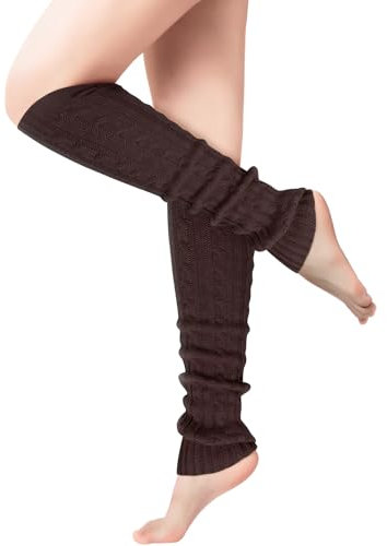 Suphigher Leg Warmers for Women - Warm Knit Women's Black Knee Leg Warmers Ladies Long Boot Socks Accessories for Party Sports Yoga
