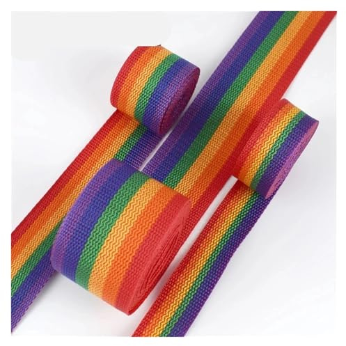 HWJFDC Gurtband 5/10 Meter 20-50mm Regenbogen Nylon Gurtband Band Dekorative Band Gepäck Gürtel Haustier Seil Nähzubehör(25mm-5Meters)
