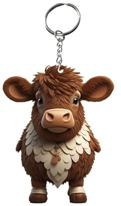Kuh Schlüsselanhänger, 2D Hochlandkuh Kuh Tier Schlüsselanhänger Schlüsselanhänger Kuh Schlüsselanhänger Niedliches Ornament Für Handy Und Geldbörse