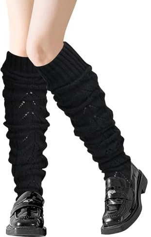Yunkctuk Kniestrümpfe Damen, Modische Overknees Strümpfe Damen Winter, Weiche und Kuschelige Gestrickte Leg Warmers, Trendige Knee High Socks für Stylische Outfits
