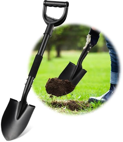 Pala da giardino – manico lungo 70 cm – Robusta vanga per scavare, vanga da giardino, pala rotonda in metallo per il giardino, grande commercio D, pala da spiaggia, pala da neve per auto