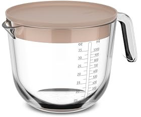 Mepal - Verre doseur en verre + couvercle Chef it - Graduation facile à lire - Passe au four et micro-ondes (sans couvercle) - Verre de haute qualité - Passe au lave-vaisselle - 1000 ml - Chalk