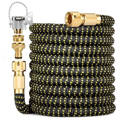 Expandable Garden Hose Pipe 100FT 3 Times Flexible Expanding Magic Watering Hose with 3/4 1/2 and Universal Connector Solid Brass Fittings for Pet & Car Washing, Cleaning, Watering Lawn and Garden