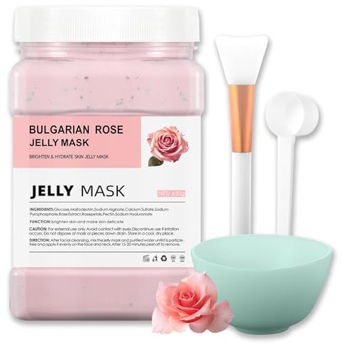 Jelly Face Mask Peel Off Powder 650g Jelly Face Mask Set Moisturizing and Hydrating Repair and Smooth Skin Care for Home Salon Spa Kit (BULGARIAN ROSE)