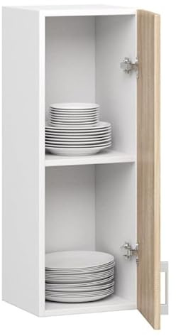 BDW - Küchenschrank Hängend - Oberschrank Küche - Weiß/Sonoma-Eiche - 30x30x72cm, mit Griff - Küchenschränke Einzeln, Wandschrank, Küchenhängeschrank, Vorratsschrank, Schmal - OLIWIA 1 STK