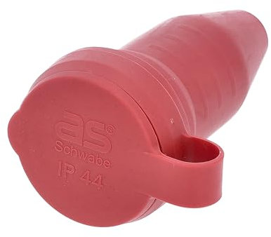 as - Schwabe Acoplamiento de protección de contacto rojo, para cables de hasta máx. 2,5 mm², acoplamiento de goma adecuado para exteriores – 230 V/16 A – IP44, 62291