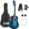 MAX SoloArt - 1/4 Gitarre Kinder ab 3 Jahre - Akustik Gitarre inkl. Tasche, Plektrum, Gurt und Saiten-Zubehör, Kindergitarre 3 Jahre, Guitar in Blau