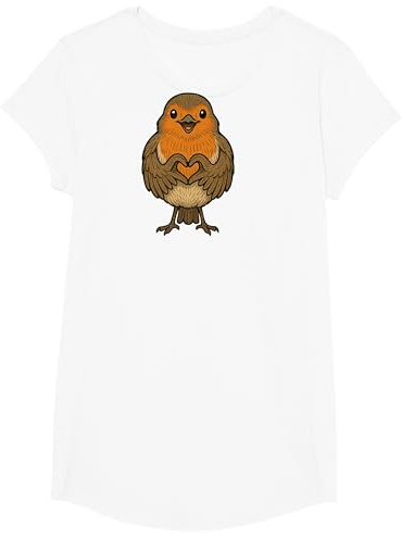 Rotkehlchen mit Herz | Süßes Rotkehlchen mit Herzsymbol T-Shirt