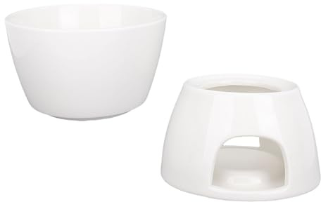 Haofy Pot à Fondue en Céramique Premium sans Effort Ensemble de Fromage à Base de Basechocolate, Chauffage de Bougie, Finition Brillante Facile pour Les Nuits de Rendez-Vous,