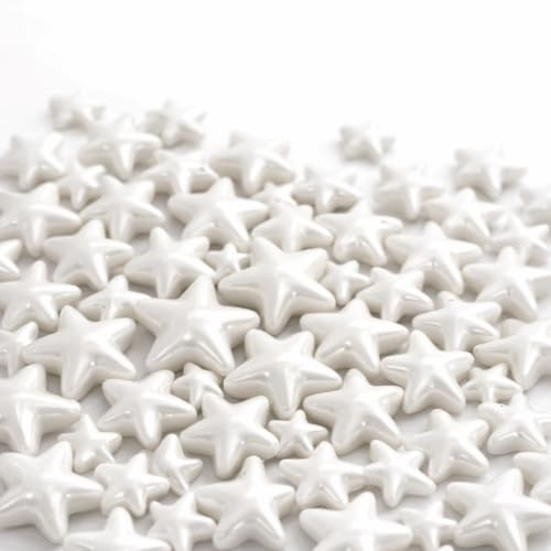 Lozadia 100g Edible White Star Sprinkles Of Stars Sugar Cake Sprinkles, Edible Star Cake Decorations, Sugar Stars for Cupcake Cakes Stars Sprinkle On Birthday Wedding Party (White Star)