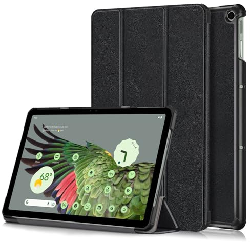 Case for 11-inch Google Pixel Tablet 2023 Release, Adjustable Viewing Angle Protective Trifold Stand Slim Cover with Pencil Holder Compatible with Charging Speaker Dock (Black)