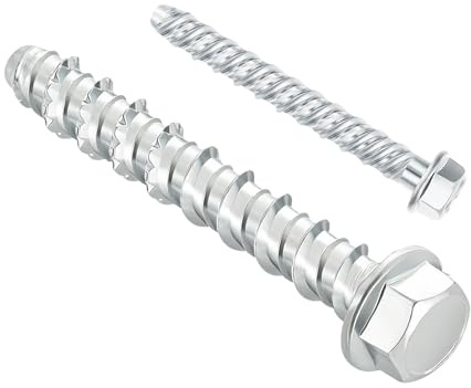 DAIRYCOF M8x50mm Betonschrauben, 20 Stück Betonschrauben ohne Dübel 50mm, Sechskantkopf Betonschraube M8 Schrauben verzinkt mit Scheibe für Beton, Mauerwerk, Ziegel & Stein