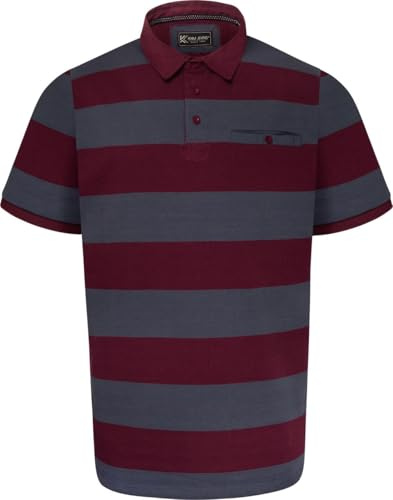 Kam Jeanswear Mens Short Sleeve Stripe Rugby Polo Shirt - Red - 5XL