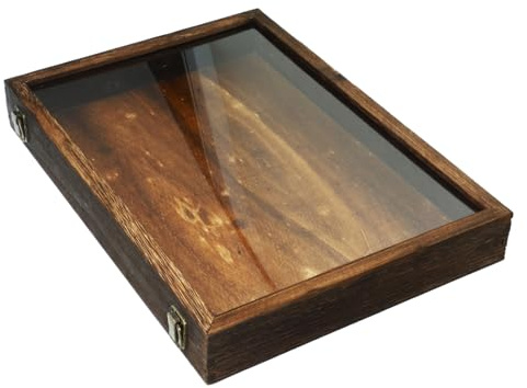 Insekten Sammelbox mit Transparentem Deckel Braun, Aufhängbar | Kompakte Vitrine für Aufbewahrung und Präsentation, Klassisch Retro, für Schmetterlinge und Bastelobjekte