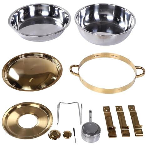 Qcwwy Scaldavivande per Buffet, Scaldavivande Rotondo da 4,5 L Set da Buffet Set Scaldavivande in Acciaio Inossidabile con Coperchio Vassoio Scaldavivande per Catering Eventi Feste
