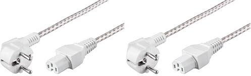 Goobay 93314 Warmgeräte Anschlusskabel 2m Kabel mit Schutzkontaktstecker Weiß/Silber (Packung mit 2)
