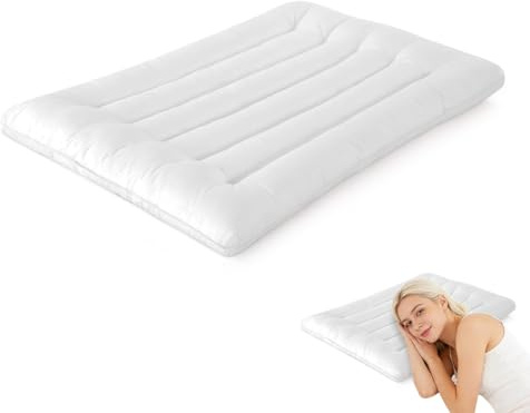 Ultraflaches Flaches Kopfkissen, 46x72cm Kissen zum Schlafen, Dünnes Kissen für Rückenschläfer, Bauchschläferkissen, Schlankes Bettkissen zur Linderung von Nackenschmerzen Orthopädischeskissen (Weiß)