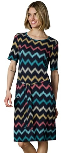 Ragwear Damen Sommerkleid leichtes Kurzarm Midikleid mit Taillenband und Taschen Taggiana Print YOUMODO XS-6XL