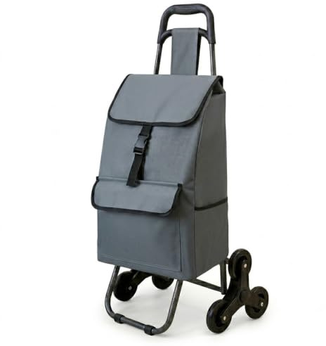 Meridiana Carrello Spesa Pieghevole Saliscale 6 Ruote (Grigio)