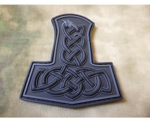 Dragon Thors Hammer Patch - Viking Valhalla - blackops grau