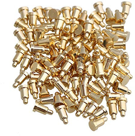 Yibuy 100pcs 2mm Dia 3.5mm Height Gold Plating Current Copper Pogo Pins Probe