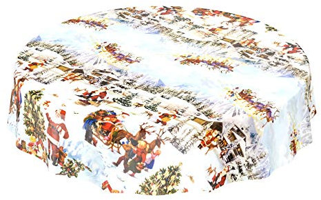 ANRO Wachstuchtischdecke Wachstuch Wachstischdecke Tischdecke Weihnachten Tag Weihnachtsbaum Rund 120cm