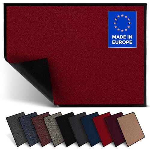 Jan Max Fußmatte, Hohe Saugfähigkeit, Sauberlaufmatte, Türmatte, rutschfest und Sicher, Einfache Reinigung, Qualität Schmutzfangmatte rot 90 x 150 cm Rot