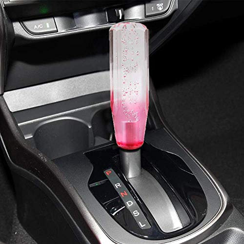 Riloer Universal Car Handschaltknopf, Crystal Bubble Pink + Weiß Schaltknauf (15CM)
