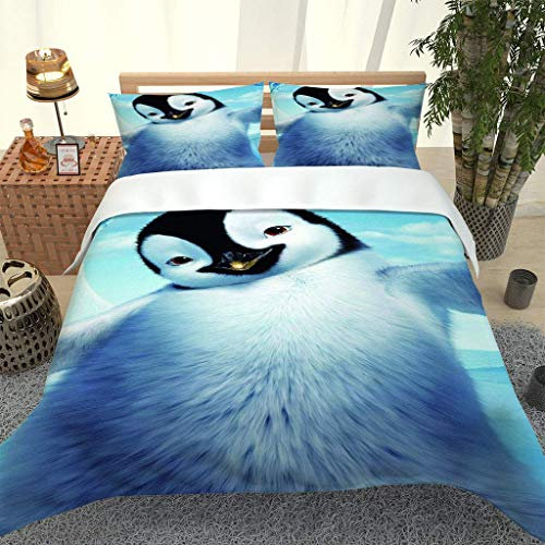 XKALXO bettwäsche 135x200 cm Niedlicher Pinguin des antarktischen Tieres Bettbezug Set Microfaser Bettbezüge mit Reißverschluss und 2 Kissenbezug 80x80cm