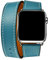 Cuir Bracelet Compatible avec Apple Watch Bracelet 38mm 40mm 41mm 42mm(Series 3) Femme Cuir véritable Double Tour Bracelets de Remplacement pour iwatch Series 10 9 8 7 6 5 4 3 SE - Bleu
