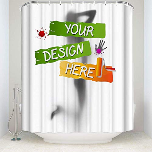 Personalisierbarer Duschvorhang, 213,4 cm x 182,9 cm (B x H), wasserdichter Polyester-Vorhang mit Haken, kreieren Sie Ihren eigenen Duschvorhang hier.