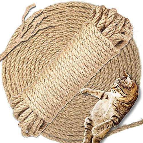 DONQL Corda Tiragraffi per Gatti, 15M x 6MM Corda per Tiragraffi Naturale, Corda Sisal per tiragraffi, Grattino per gatti, Tiragraffi Ricambio, Filo per Tiragraffi Gatti, Cat scratcher