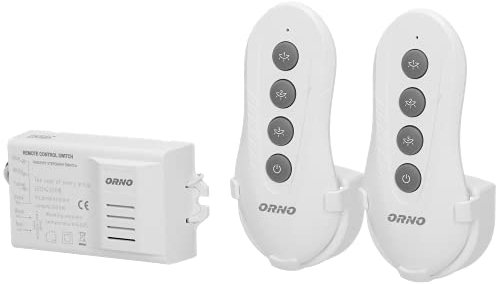 ORNO GB-448 Interruttore Senza Fili 230v con Telecomando Portata nello Spazio Aperto: 30m max. Carico: 1000W IP20 (con Due Telecomando)