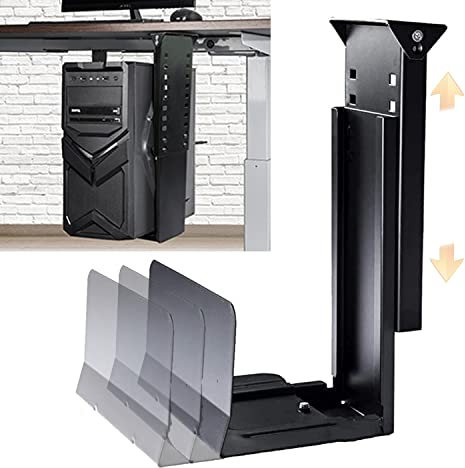 ybaymy Under Desk PC Mount Computer Tower Stand PC Wall Mount Adjustable Height and Width Computer Holder Stand CPU Holder