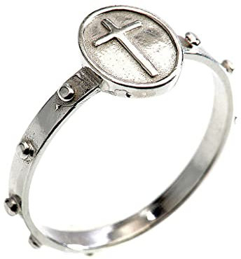 Holyart Rosenkranz Ring Kleine Medaille mit Kreuz Silber 925, 19 mm (0.748 inc.) - DE 60
